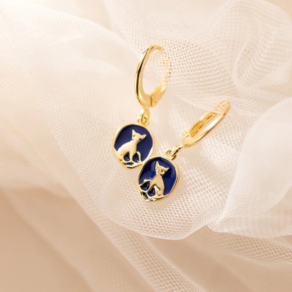 NEW Silver / Gold Cute Cat Ear Buckle Simple Temperament Earrings - Picture 7 of 8